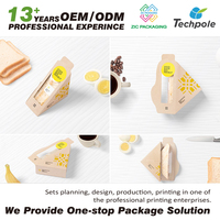 Boîte d'emballage pour sandwichs personnalisée avec fenêtre, boîte en carton alimentaire pour sandwichs à emporter, pour café, boulangerie, charcuterie