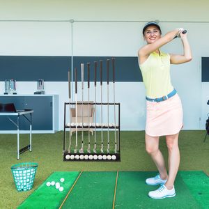 Supporto per palline da Golf in legno salvaspazio Premium per 8 mazze e 22 palline - Product Image 6