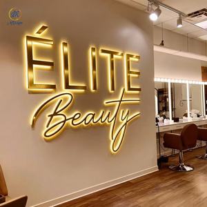 لافتة حائطية داخلية وخارجية من المعدن والأكريليك مع حروف LED مخصصة وشعار ثلاثي الأبعاد مضاء من الخلف للأعمال التجارية - Product Image 1