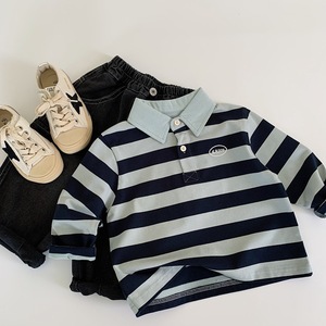 2025 Polo autunnale Casual da ragazzo nuova t-Shirt alla moda a maniche lunghe con collo rovesciato sottile felpa primaverile per bambini - Product Image 1