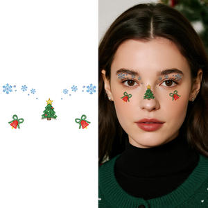 สติกเกอร์แทททูประดับกลิตเตอร์สีสันสดใสสำหรับเทศกาลคริสต์มาสลายการ์ตูนเกล็ดหิมะสำหรับงานปาร์ตี้<span class=keywords><strong>รอย</strong></span><span class=keywords><strong>สัก</strong></span>แบบกันน้ำสำหรับหน้าและขา<span class=keywords><strong>แขน</strong></span> - Product Image 1