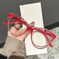 Nouvelles lunettes anti-lumière bleue à verres plats, couleurs dégradées, monture papillon vintage personnalisée, monture intégrale pour femmes, montures de lunettes tendance
