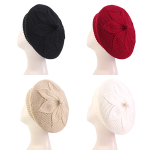 Béret en crochet doux et décontracté pour <span class=keywords><strong>femme</strong></span>, style français, chaud et confortable pour l'hiver et l'automne, bonnet d'<span class=keywords><strong>artiste</strong></span> <span class=keywords><strong>peintre</strong></span> - Product Image 5