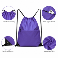 Sac à dos promotionnel personnalisé en nylon imperméable souple avec cordon de serrage, idéal pour le shopping, la gym et le sport, avec logo, vente en gros