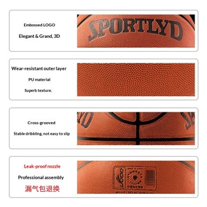 Ballon de basketball en PU résistant à l'usure avec logo personnalisé, tailles 7 et 5 pour adultes et enfants, bleu, compétition, streetball, vente en gros - Product Image 2