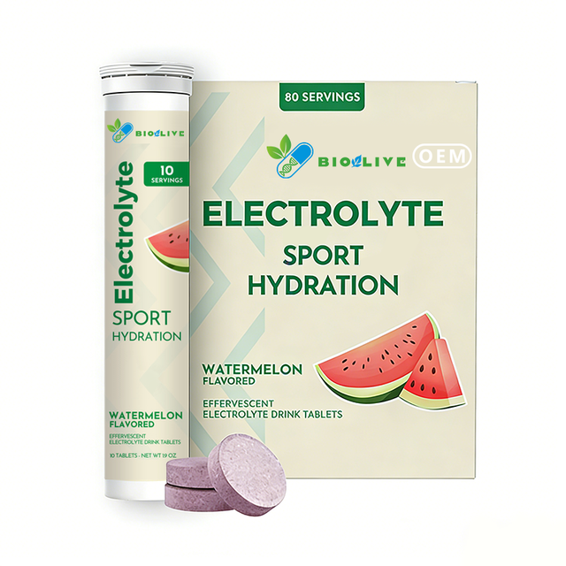 Natural Watermelon Electrolyte Tablets Wholesale Bulk Sugar-Free Effervescent Hydration OEM Private Label