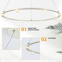 Lámpara de Techo LED de Lujo con Anillo Circular, Estilo Moderno para Comedor y Sala de Estar, en Dorado/Blanco/Negro