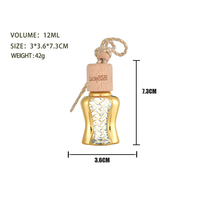 Diffuseur de parfum de voiture en verre de luxe, flacon suspendu pour voiture, décoration dorée, bouchon en bois, logo personnalisé, vente en gros
