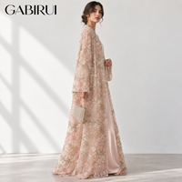 Ensemble kimono 2 pièces pour femmes musulmanes avec robe longue brodée de perles et robe intérieure, motif floral à paillettes, pour mariage, fête, EID