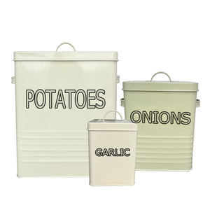 Jiangmen rectangle Potato Onion Garlic Vegetable Metal Kitchen Food Storage Canister Set Box Bin Container
