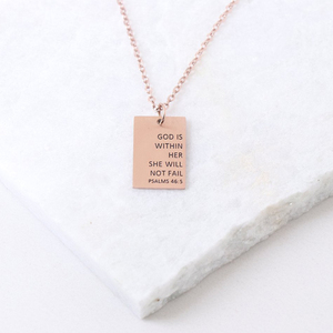 Collar con colgante rectangular personalizado, joyería con grabado de Dios dentro de ella, no caída - Product Image 4