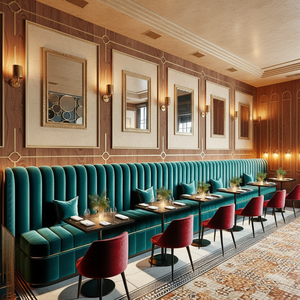 Light Luxury <strong>Modern</strong> Cafe <strong>Bench</strong> Seating Fast Food Restaurant <strong>Tables</strong> and Chairs Sets Coffee Shop Furniture Green Restaurant Booths - Product Image 1