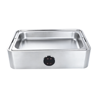 Commerciële rechthoekige elektrische chafing dish met droge verwarming, buffetwarmer van roestvrij staal met GN-pan en transparant deksel.