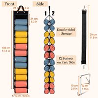 Organisateur de rangement suspendu Lirex pour leggings de yoga, 24 poches, pliable, en tissu Oxford, pour penderie, chemises, jeans, chaussettes, chambre à coucher, noir