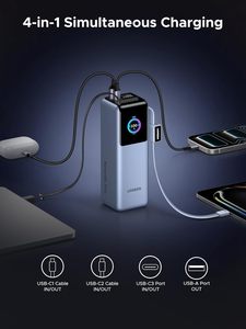 UGREEN Nexode <span class=keywords><strong>Power</strong></span> <span class=keywords><strong>Bank</strong></span> pour Ordinateur Portable 25000mAh 200W Charge Rapide Chargeur Portable Câble Rétractable Intégré & Écran Intelligent 4 Sorties - Product Image 3
