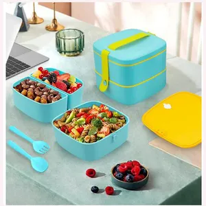 फैक्टरी थोक वायुरोधी प्लास्टिक खाद्य भंडारण कंटेनर, फलों के भंडारण के लिए दोपहर के भोजन के लिए कटलरी के साथ रसोई बेंटो बॉक्स