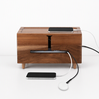 Boîte de gestion de câbles en bois d'acacia, organiseur de câbles en bois pour dissimuler les multiprises, les câbles électriques, les câbles de télévision, les câbles sous le bureau