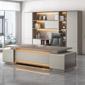 Modern Minimalist L-Shaped Executive <strong>Desk</strong>, CEO Manager Office <strong>Large</strong> <strong>Desk</strong>, High-End Business Office <strong>Desk</strong> - Product Image 2