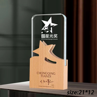 Trophée en bois et cristal personnalisé avec logo, idéal pour les souvenirs, vente en gros
