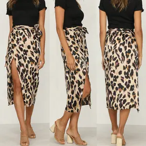 Женская леопардовая юбка с высокой талией