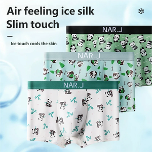 Calzoncillos bóxer de seda helada para hombre, transpirables, con etiqueta de lavado personalizada y logotipo, ideales para verano. &amp;   Calzoncillos Cortos de Nailon para Hombre - Product Image 3