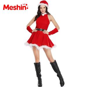 Robe de bal rouge sans manches pour le Nouvel An et Noël, costume de cosplay pour femmes, robe de soirée, costumes de performance fantaisie - Product Image 1