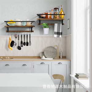 Drop shipping available for wooden wall-mounted towel <b>racks</b> and bathroom storage <b>shelves</b>. - Product Image 1
