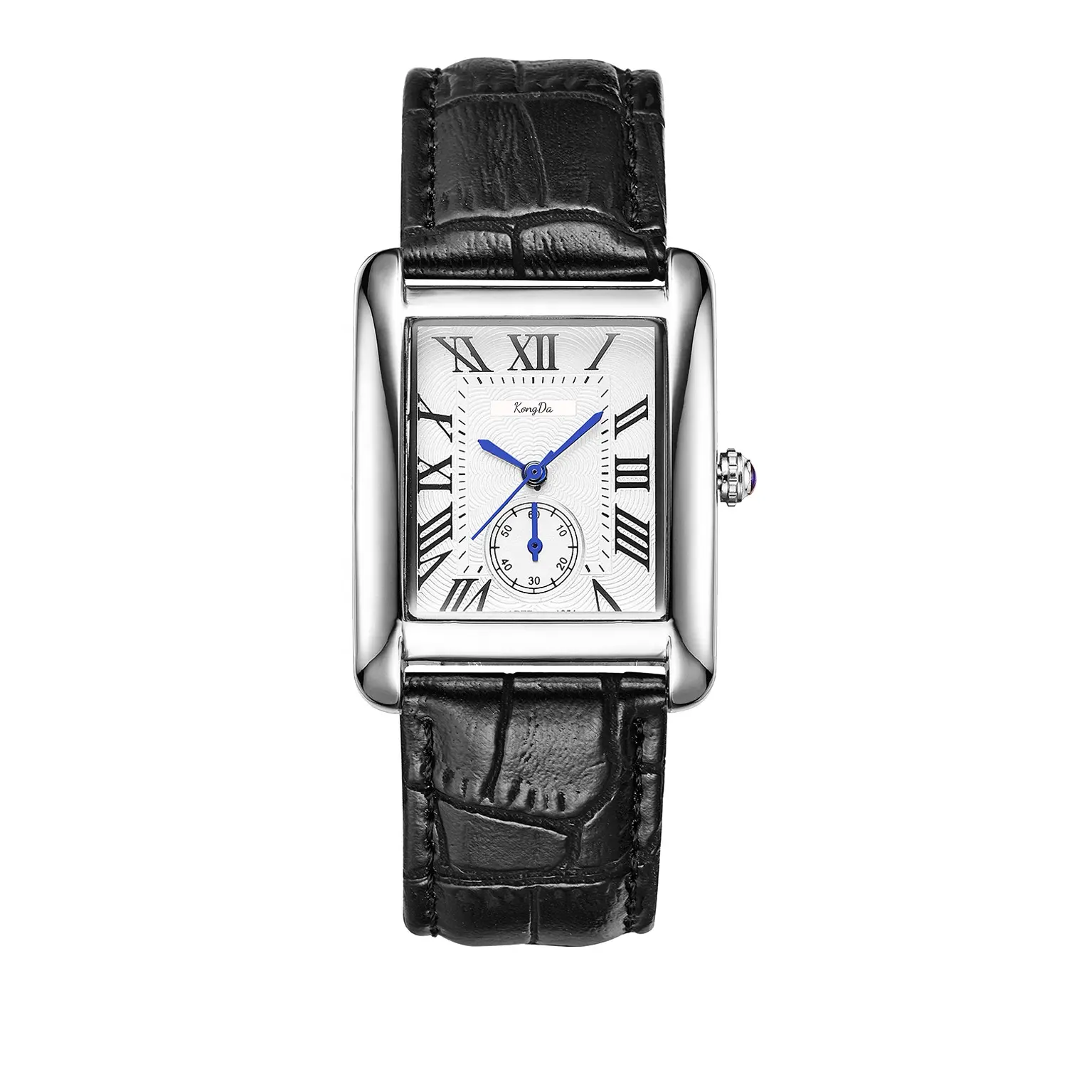 Alloy Rectangle Black Leather Strap OEM Square Watch Women