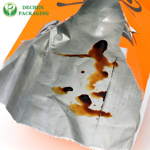 Aluminium Kraft Paper Bag Square Shaped Greaseproof Bags Pouches For Food