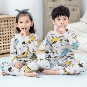 Set <span class=keywords><strong>pigiama</strong></span> a maniche lunghe traspirante dinosauro personalizzato per bambini Set di indumenti da notte per neonati in cotone Set di vestiti per bambini per ragazzi - Product Image 5