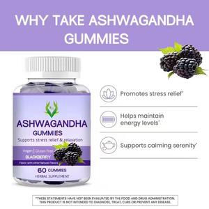 Premium Herbal <b>Supplement</b> Ashwagandha Gummies Mood Balance Daytime Calm Natural Blackberry Flavor Gummies - Product Image 6