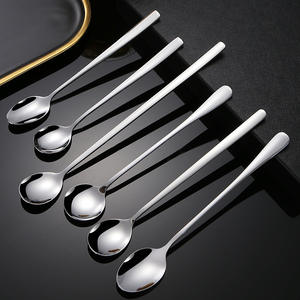 304 ложка для столовых приборов из нержавеющей стали высокого внешнего вида круглая ледяная Западная десертная ложка для смешивания Толстая длинная ручка для вечеринок - Product Image 2