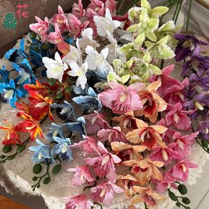 Orchidées Cattleya en soie, style européen, décoration murale de mariage, arrangement rond en tissu plastique, orchidée Phalaenopsis - Product Image 5
