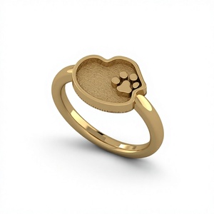 High Quality 925 Silver 18k Gold Plated <b>Dog</b> Paw 10x12mm Blank Bezel Setting Ring Breastmilk DIY Resin Keepsake Jewelry Findings - Product Image 1