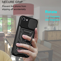 Étui de téléphone durable en PC avec fenêtre coulissante et support rotatif pour iPhone 17/16/15/14 Pro Max Fundas Carcasa