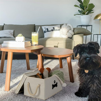 Panier de rangement pour jouets pour chiots avec poignées en corde de coton Panier à jouets pour chiens avec couvercle