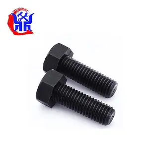 M12x150mm hitam oksida kelas 8.8 sepenuhnya benang Hexagon kepala logam Hex tutup sekrup baut Stud