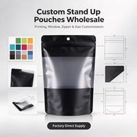 Emballage alimentaire personnalisé imprimé, résistant à l'humidité, refermable, transparent, en polyester argenté, aluminium, plastique noir mat, avec fermeture éclair