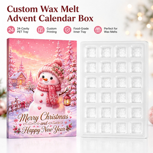 Caja de <span class=keywords><strong>Calendario</strong></span> de <span class=keywords><strong>Adviento</strong></span> Personalizada para Ceras Aromáticas de Navidad, Bandeja de PET de 24 Cavidades, Caja de Regalo de Navidad con Cavidades en Forma de Árbol - Product Image 3