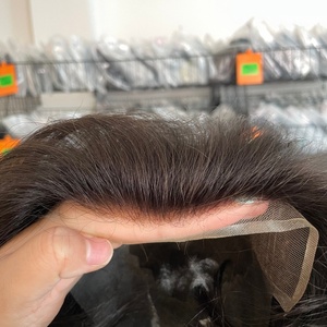 Q6 <b>Toupee</b> - 5 Inches Men <b>Toupee</b> Human Hair Lace and PU Base for Men - Product Image 3