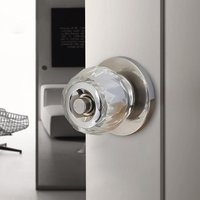 Poignées de porte en cristal durables avec serrure de confidentialité antivol et clé, pour une utilisation intérieure classique dans les chambres et salles de bain