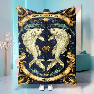 Couverture en flanelle à motifs zodiacaux, couverture de sieste légère et résistante à la décoloration pour la chaleur hivernale, impression personnalisée, vente en gros - Product Image 6