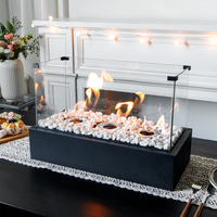 Grande table rectangulaire avec foyer au bioéthanol, foyer portable en métal, foyer décoratif pour rassemblements, livraison gratuite (sans combustible)