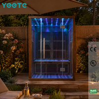 Sauna infrarouge en cèdre canadien pour 2 personnes YEETE - Cabine chauffante en graphène à faible EMF avec fenêtres en travers pour villa de luxe et hôtel