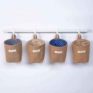 Mini cesta Zakka, cesta a rayas con puntos de yute, bolsa colgante de almacenamiento, forro de algodón, decoración del hogar - Product Image 6