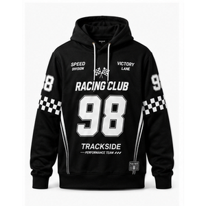 Sudadera con Capucha Personalizada OEM con Número Impreso para Fanáticos de Carreras, Sublimación Completa, Detalle de Bandera a Cuadros, Sudadera con Capucha para Hombre, Club de Carreras - Product Image 4