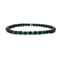 Bracelets en perles d'onyx noir mat de 4mm faits à la main pour hommes femmes Bracelet extensible en perles de pierre d'oeil de tigre Turquoise Malachite
