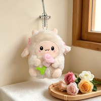 En gros, Breloque de sac mignonne en peluche mouton kawaii, Pendentif décoratif pour sac à dos femme avec ornement floral