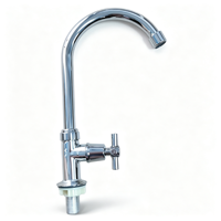 Robinet de cuisine en plastique chromé à col de cygne, robinet d'évier à eau froide simple pour montage sur comptoir ou mural
