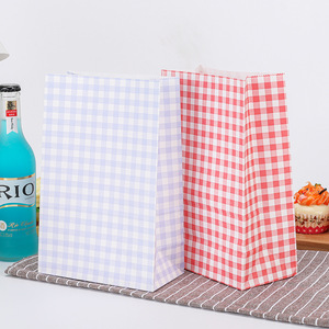 Han Feng kẻ sọc Túi giấy Kraft phân hủy xách tay dây rút lưu trữ Dã Ngoại đáy vuông nướng kẹo lưu trữ thực phẩm chụp - Product Image 3